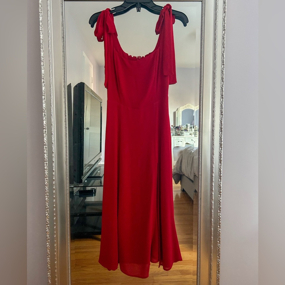 Reformation Twilight dress red midi tie shoulder US size 4